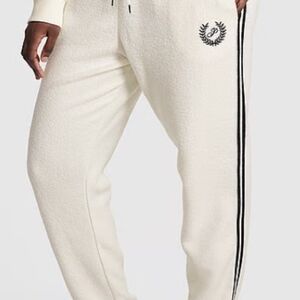 PINK Victoria's Secret Cream Joggers with Black Accents